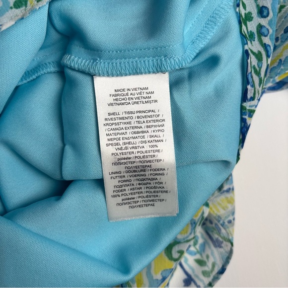 Lauren Ralph Lauren Dress Size 10 Blue Paisley Georgette Shift Ruffle Nautical - Picture 10 of 10